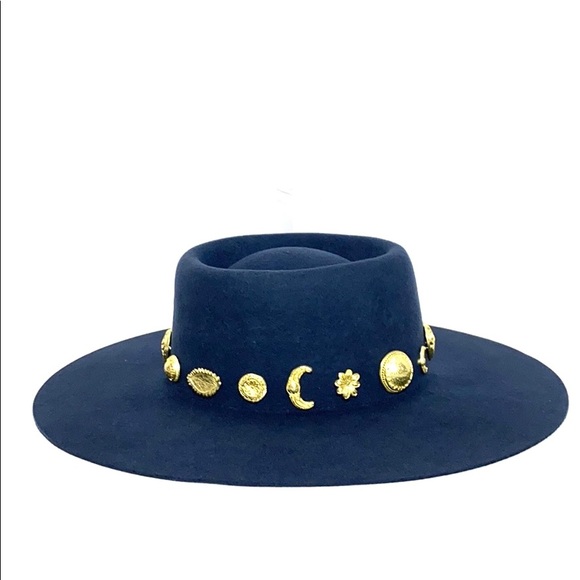 Color Cosmic Boater Navy Wool Hat 